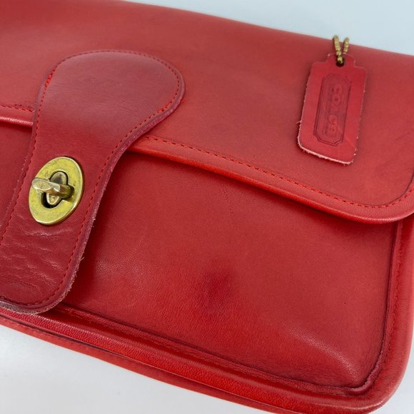 Coach Vintage Red Twin Bonnie Cashin Double Sided Red Leather Clutch HandBag - Picture 13 of 15